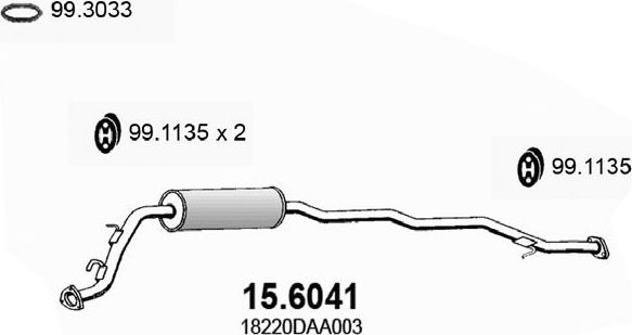 Глушитель (средняя часть) Asso для Honda Jazz I 2002-2008. Артикул 15.6041