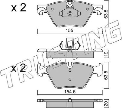 Тормозные колодки Trusting передние для BMW 5 VI (F10/F11/F07) 2009-2017. Артикул 935.0