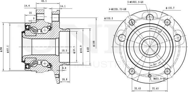 Ступица колеса с интегрированным подшипником (Unio). Артикул HUB-20219