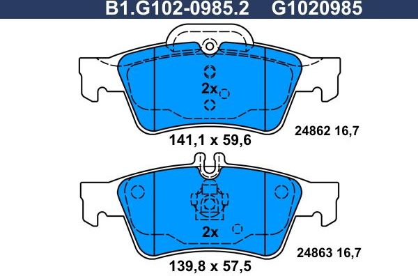 Тормозные колодки Galfer. Артикул B1.G102-0985.2