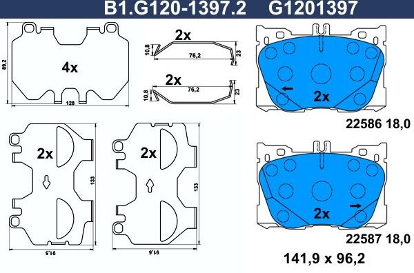 Тормозные колодки Galfer. Артикул B1.G120-1397.2