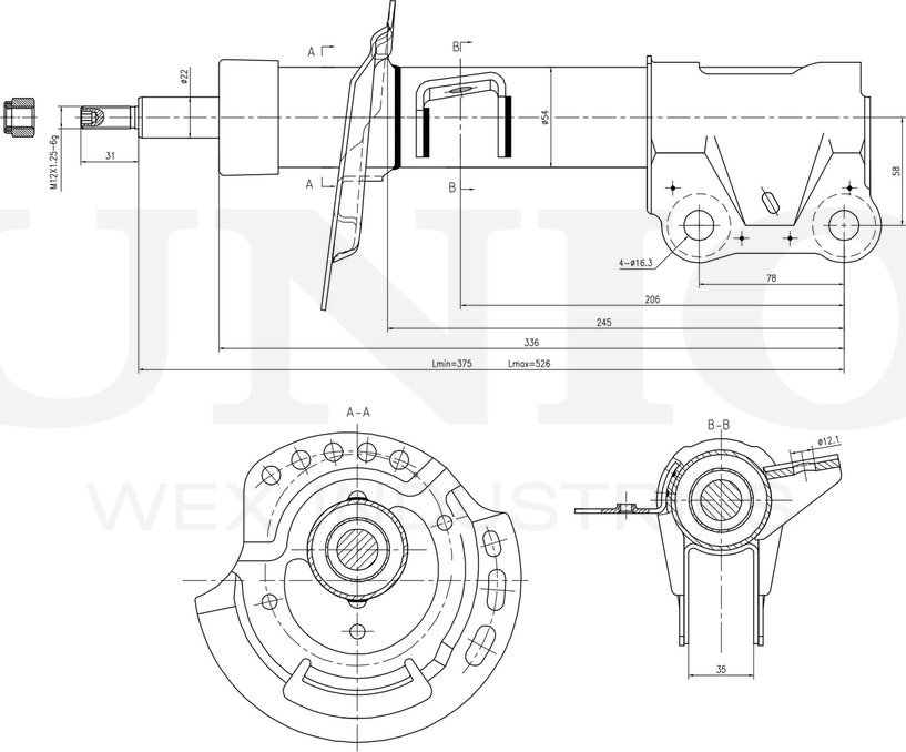 Амортизатор подвески (Unio). Артикул SAB-10780