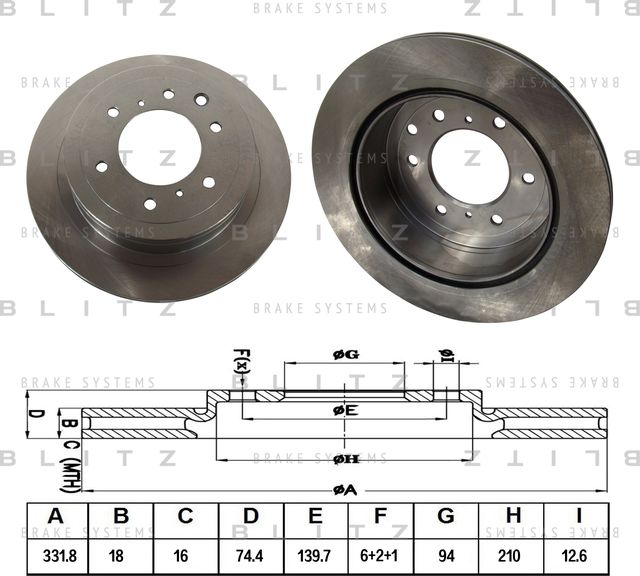 Диск тормозной MITSUBISHI PAJERO 07- задн. вент. (Blitz). Артикул BS0381