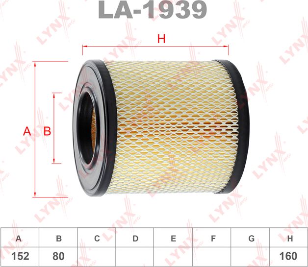 Воздушный фильтр LYNXauto. Артикул LA-1939