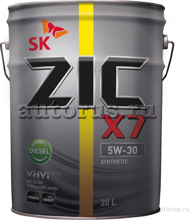 Масло моторное синтетическое ZIC Х7 Diesel SAE 5W30 API SL/CF 20л. Артикул 192610