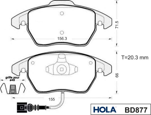 Тормозные колодки HOLA. Артикул BD877