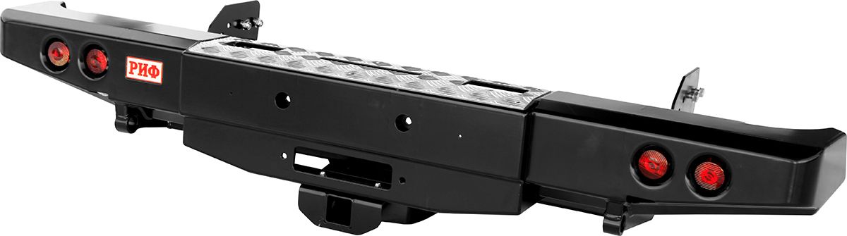 Бампер силовой РИФ задний с площ. под леб., квадр. под фаркоп и фонарями для Mitsubishi L200 2005-2015 (кузов 1350 мм). Артикул RIFTRT-20135