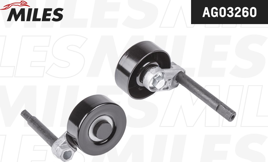 Натяжной ролик (натяжитель) приводного поликлинового ремня Miles (Металл). Артикул AG03260