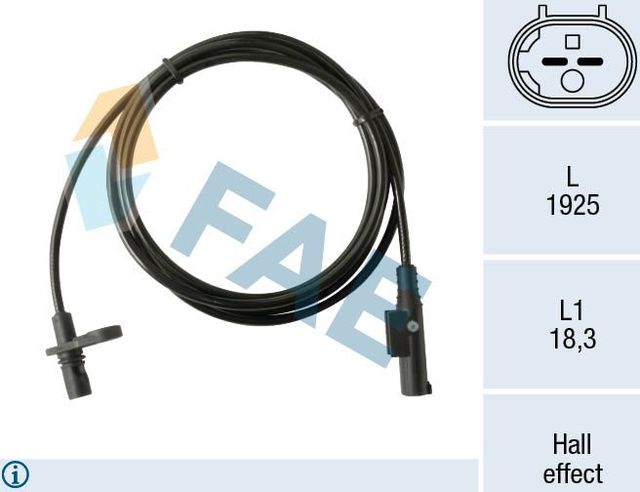 Датчик ABS FAE задний правый для Volkswagen Crafter I 2012-2016. Артикул 78522