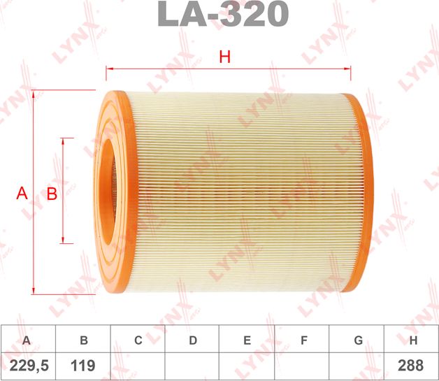 Воздушный фильтр LYNXauto. Артикул LA-320