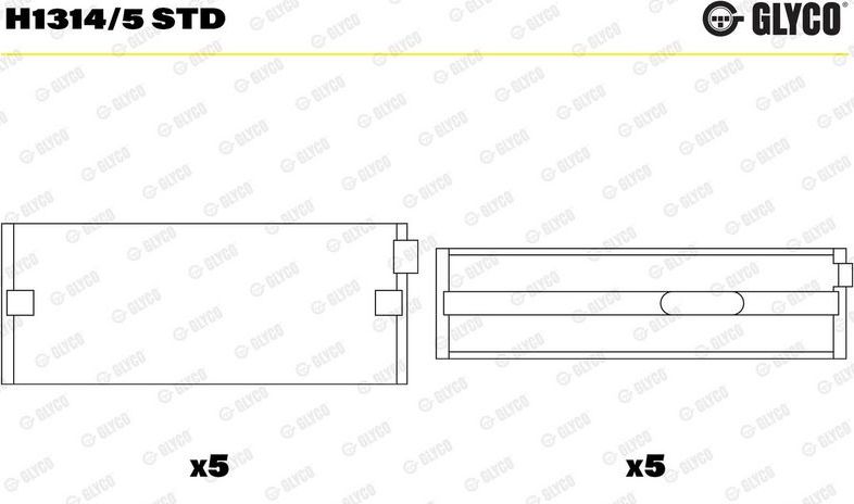 Вкладыши коренные Glyco для Volkswagen Touran II 2010-2015. Артикул H1314/5 STD