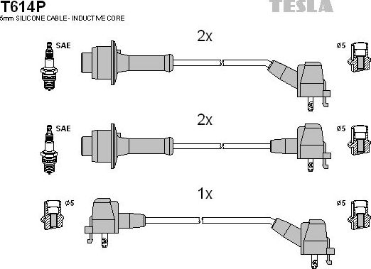 Высоковольтные провода (провода зажигания) (комплект) Tesla для Toyota Lite Ace IV 1992-1995. Артикул T614P