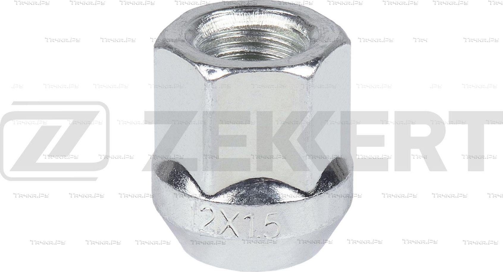 Гайка колесная  конус  M12 x 1 5  L=23  ключ 19  Цинк Zekkert. Артикул BE-4325
