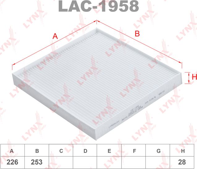 Салонный фильтр LYNXauto. Артикул LAC-1958