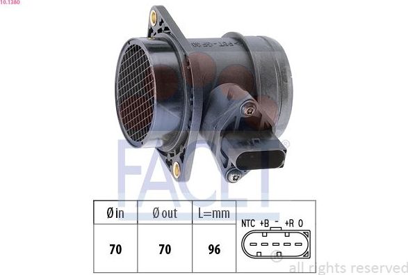 Расходомер воздуха Facet Made in Italy - OE Equivalent. Артикул 10.1380