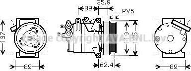 Компрессор кондиционера AVA для Volvo S40 II 2004-2012. Артикул FDAK433