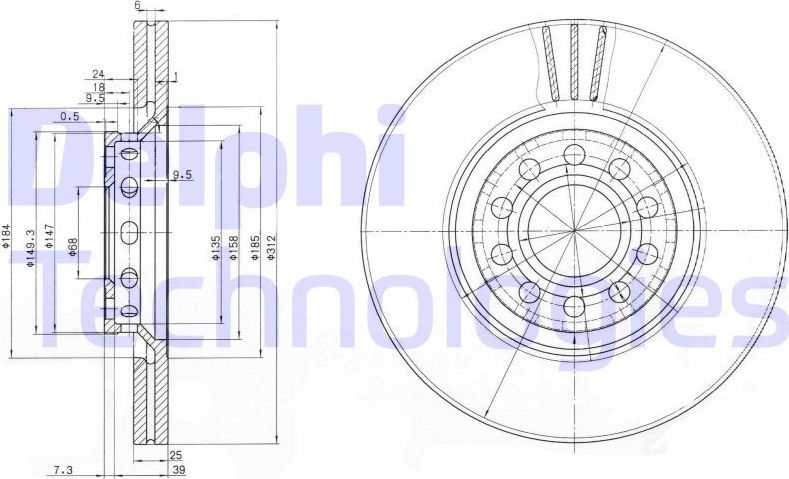 Тормозной диск Delphi. Артикул BG3657