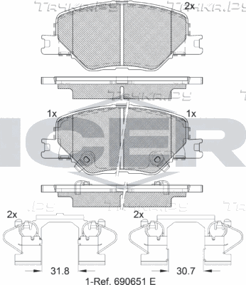 Тормозные колодки Icer. Артикул 182332