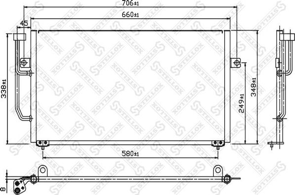 Радиатор кондиционера (конденсатор) Stellox. Артикул 10-45169-SX