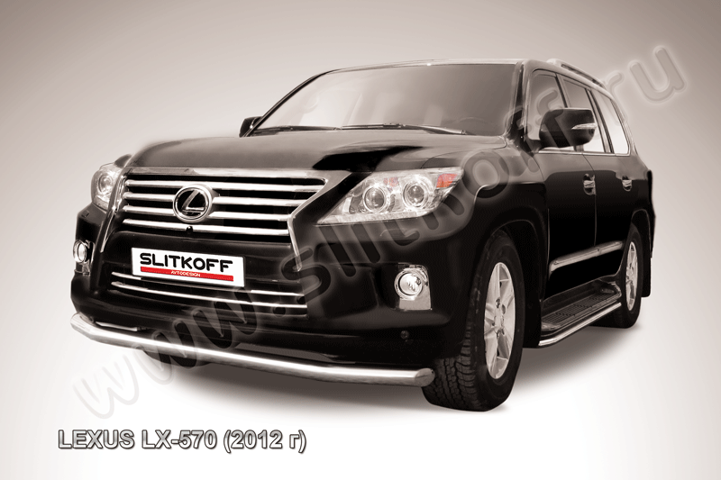 Защита Slitkoff переднего бампера d76 для Lexus LX 570 2012-2026. Артикул LLX570-12-005