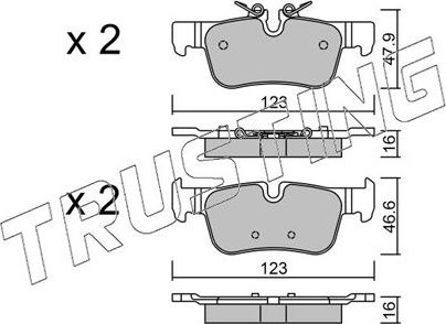 Тормозные колодки Trusting задние для MINI Hatch III (F55/F56) 2019-2026. Артикул 1062.0