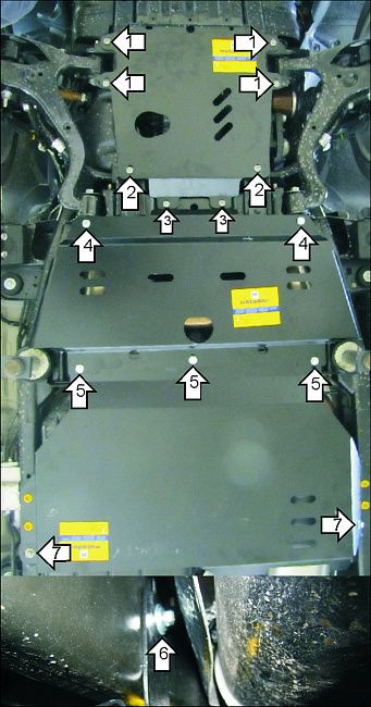 Защита алюминиевая Мотодор для картера, КПП, РК Land Rover Range Rover Sport I HSE, Supercharged 2009-2013. Артикул 33211