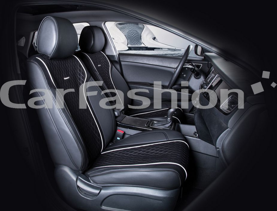 Накидки универсальные CarFashion Element на передние сидения авто, цвет Черный/Черный/Белый/Черный. Артикул 21483