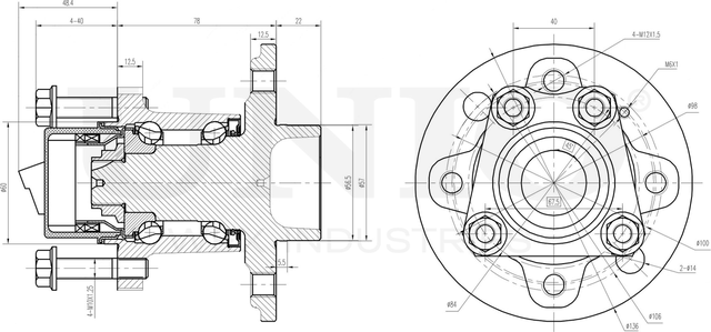 Ступица колеса с интегрированным подшипником (Unio). Артикул HUB-20080