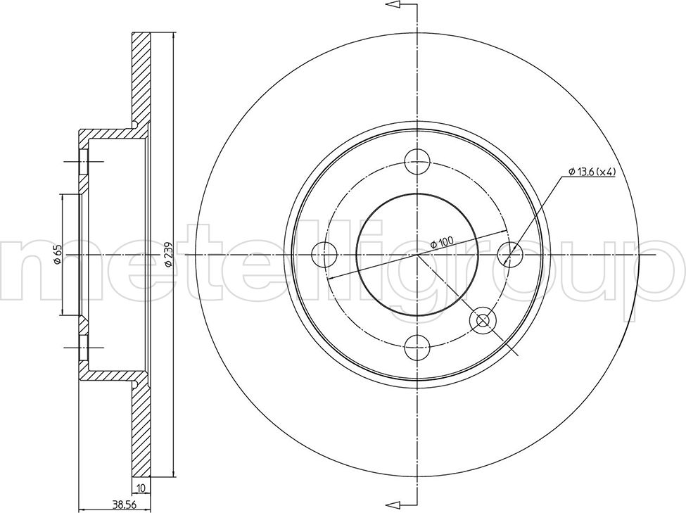 Тормозной диск Metelli. Артикул 23-0054