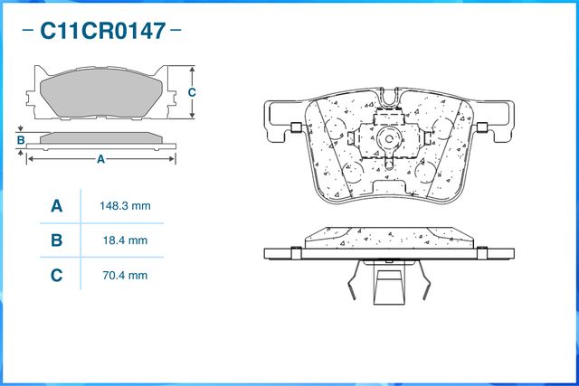 Колодки тормозные передние (Low Metallic) (Cworks). Артикул C11CR0147