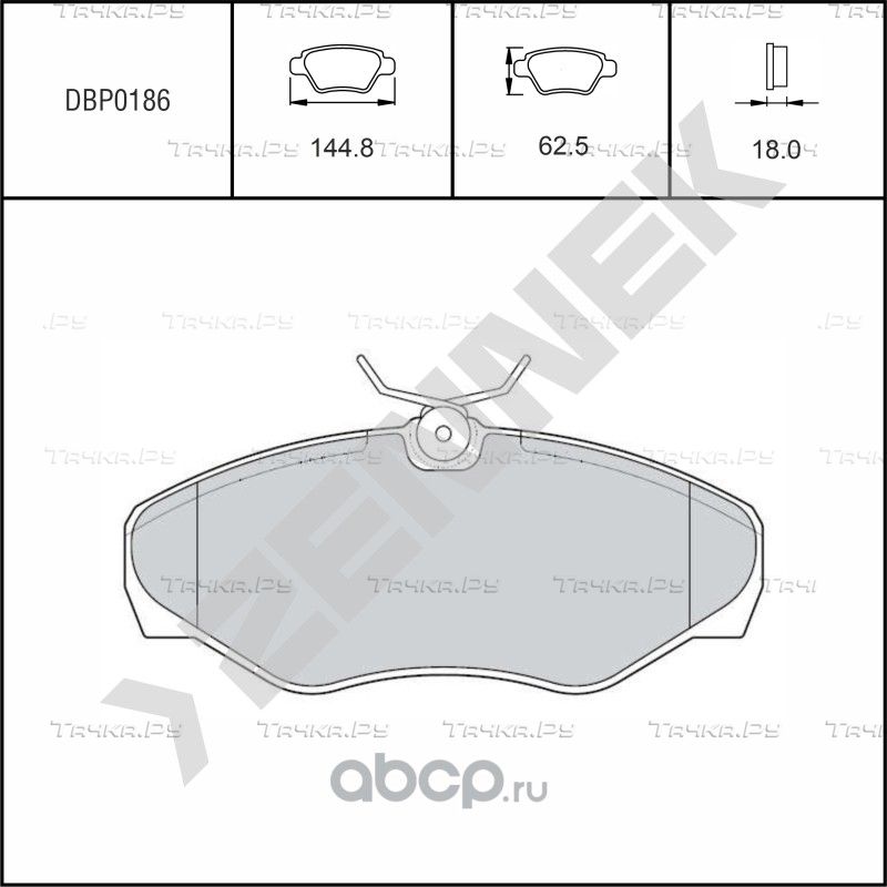 Колодки тормозные дисковые передние NISSAN PRIMASTAR 01-> VIVARO A 01-14 (Zennek). Артикул DBP0186