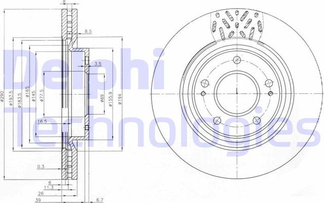 Тормозной диск Delphi. Артикул BG4034