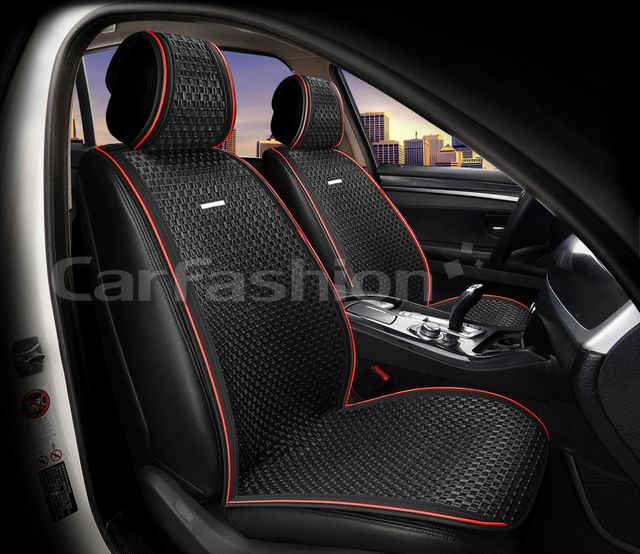 Накидки универсальные CarFashion 2D Breeze Front на передние сидения авто, цвет Черный/Черный/Красный. Артикул 26227