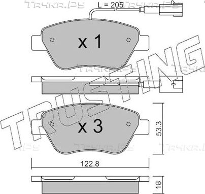 Тормозные колодки Trusting передние для Fiat Grande Punto 2005-2012. Артикул 330.0
