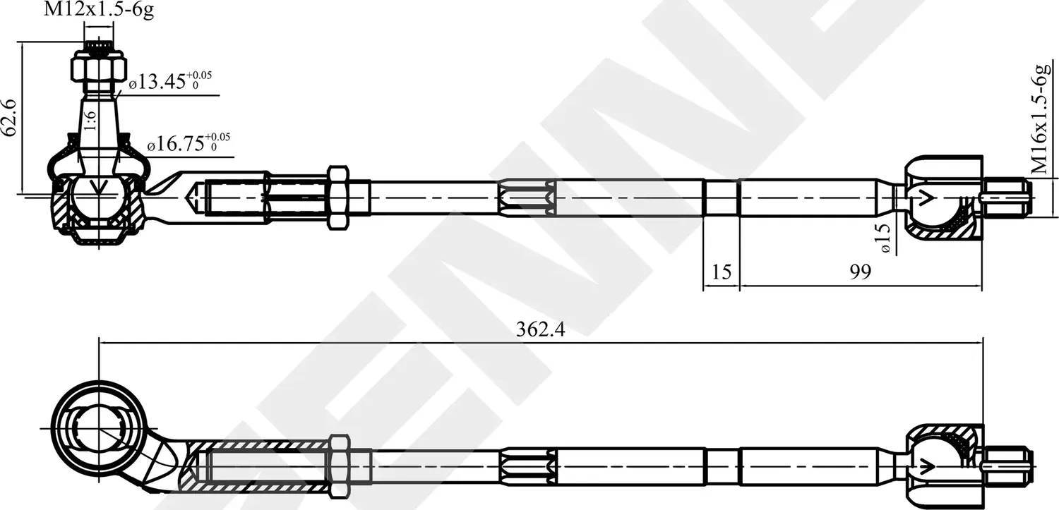 Тяга рулевая с наконечником левая VW GOLF, AUDI A3 (Zennek). Артикул DRA0002