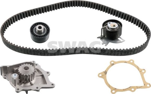 Помпа (водяной насос) с комплектом ремня ГРМ SWAG. Артикул 62 10 3081