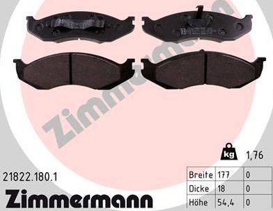 Тормозные колодки Zimmermann. Артикул 21822.180.1