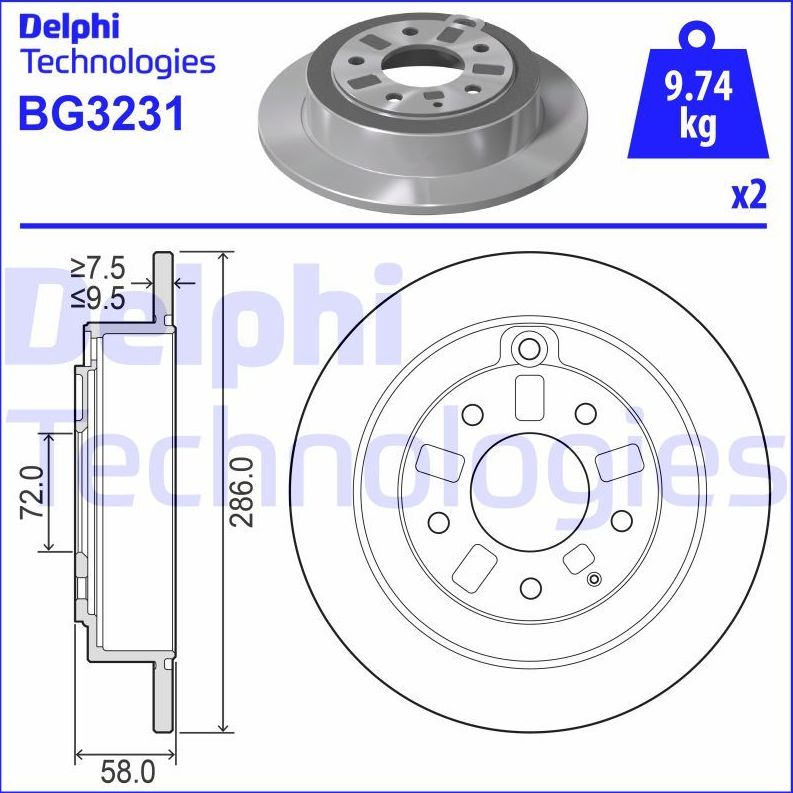 Тормозной диск Delphi. Артикул BG3231