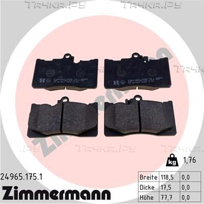 Тормозные колодки Zimmermann передние для Lexus GS III 2005-2011. Артикул 24965.175.1
