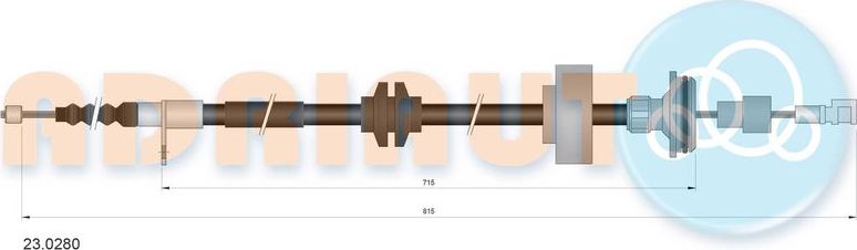 Трос ручника (тросик ручного тормоза) Adriauto. Артикул 23.0280