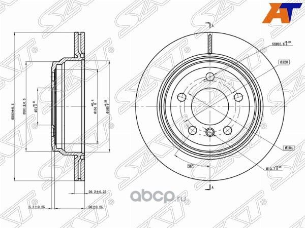 Диск тормозной зад BMW 3 F30F31F34F80 BMW 4 F3 (SAT). Артикул ST34216864900