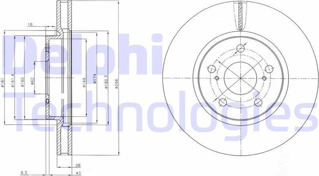 Тормозной диск Delphi передний для Lexus IS III 2013-2026. Артикул BG4139