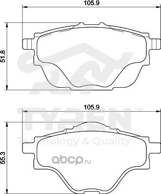 Колодки тормозные дисковые | зад | (Tyren). Артикул TYR1211711