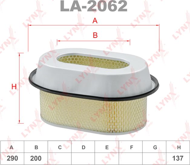 Воздушный фильтр LYNXauto. Артикул LA-2062