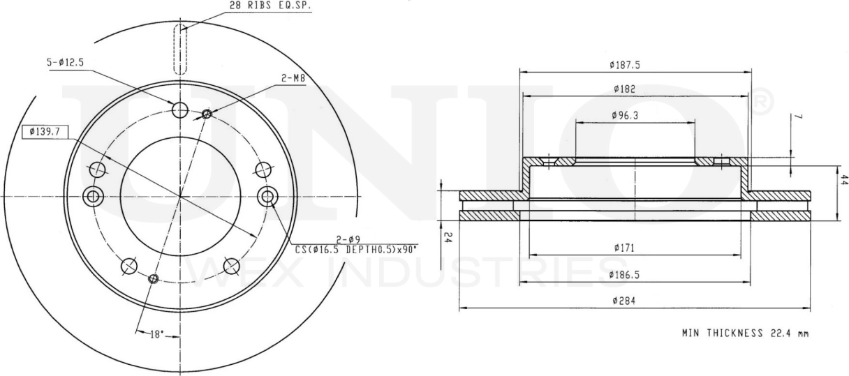 Диск тормозной (Unio). Артикул BRD-20308