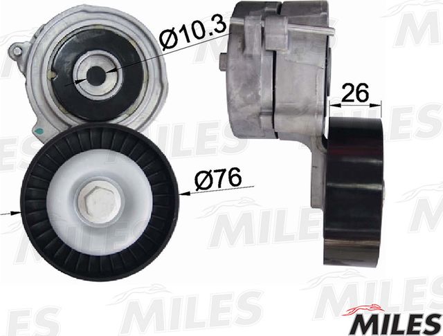 Натяжной ролик (натяжитель) приводного клинового зубчатого ремня Miles. Артикул AG00043