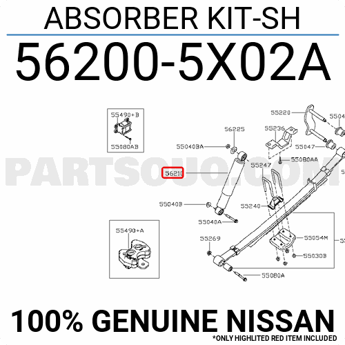 Амортизатор Nissan. Артикул 562005X02A