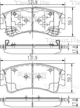 Тормозные колодки Nipparts передние для Mazda 6 I (GG) 2002-2008. Артикул J3603056