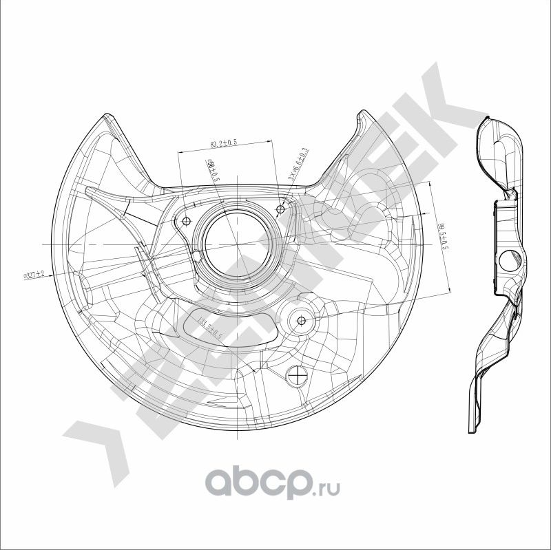 Защита тормозного диска передняя правая MERCEDES W202 93-00 W210 95-02 (Zennek). Артикул DCD0082