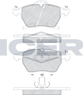 Тормозные колодки Icer передние для Saab 9-3 I 1998-2003. Артикул 181218